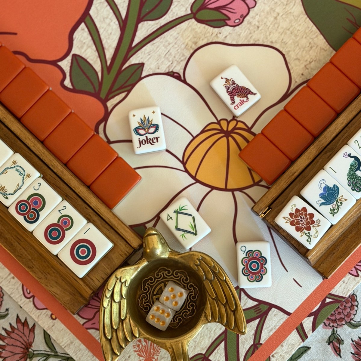 Mahjong pieces styled by a collector