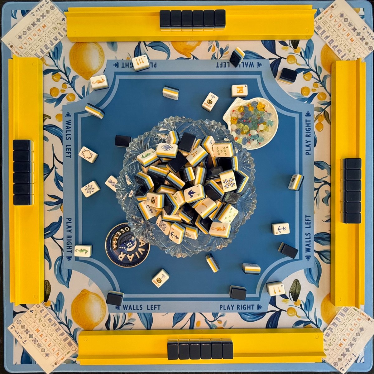 The Amalfi Coast.

Oestra Caviar Dice Dish - Wildflower & Rose.
Bernardaud Limoges Louvre Shell porcelain dice dish - personal collection.
Luminous Mini Resin Duck Trinkets - Amazon.
Bird & Bamboo Racks in Sunshine Yellow.