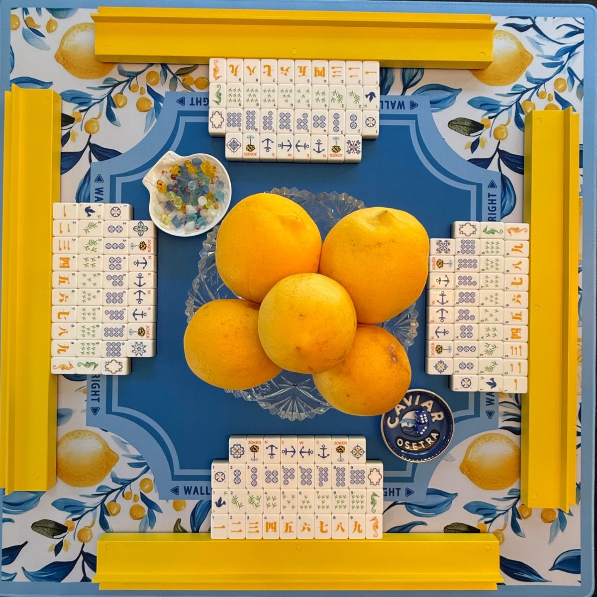 When Life Gives You Lemons

Oestra Caviar Dice Dish - Wildflower & Rose.
Bernardaud Limoges Louvre Shell porcelain dice dish - personal collection.
Luminous Mini Resin Duck Trinkets - Amazon.
Bird & Bamboo Racks in Sunshine Yellow.