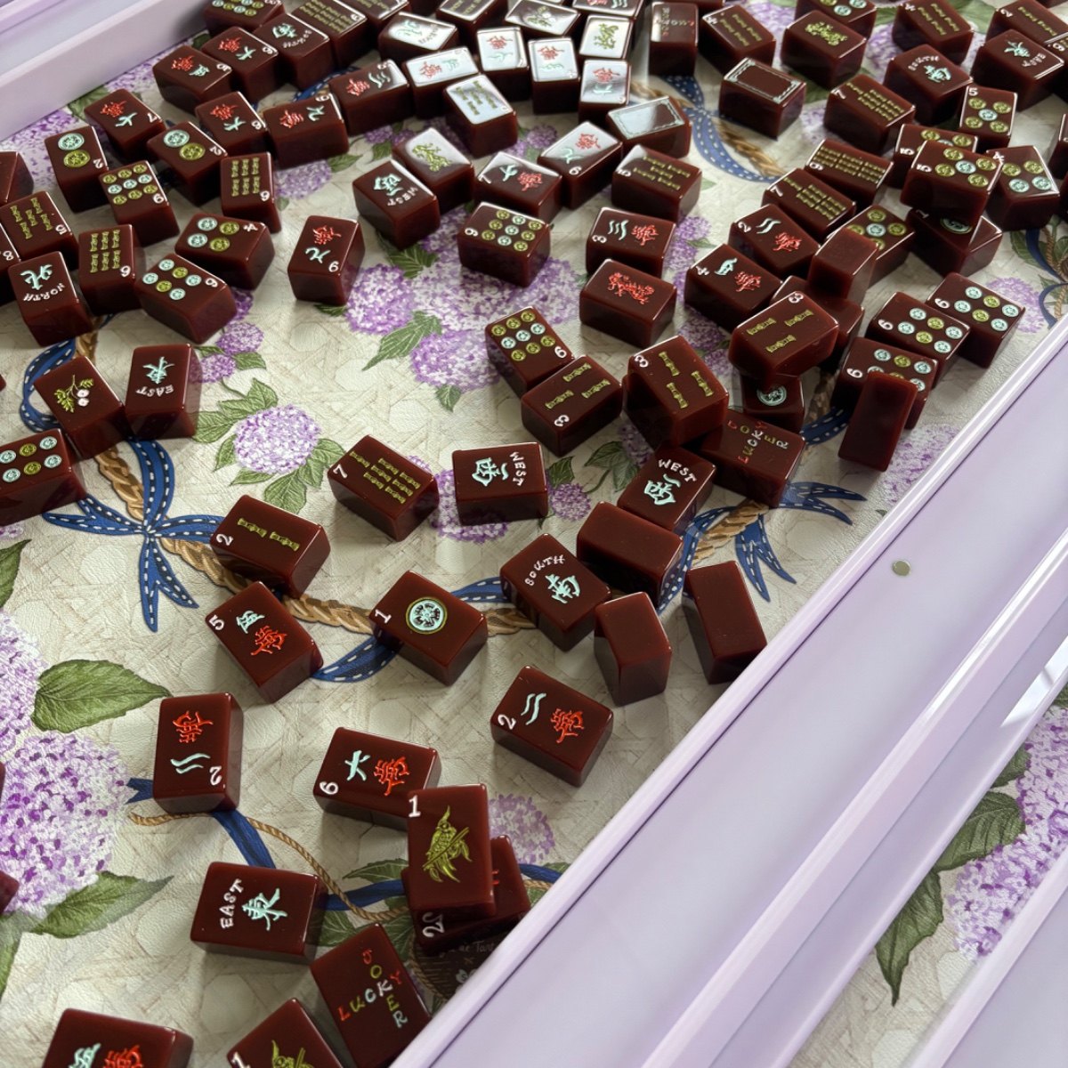 Mahjong pieces styled by a collector