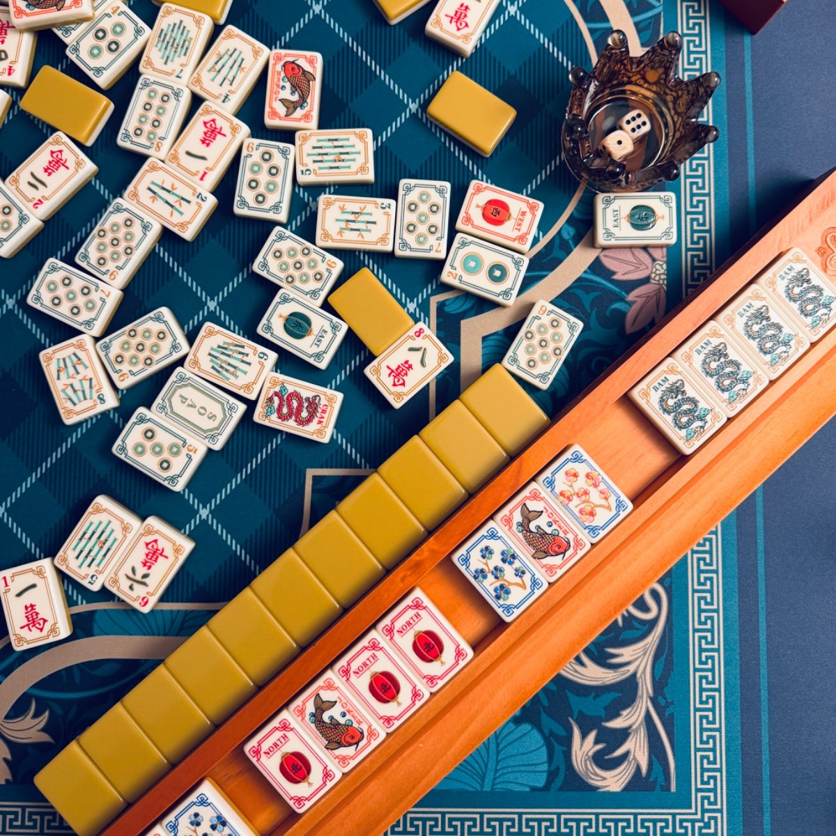 Mahjong pieces styled by aubreylovesmahj