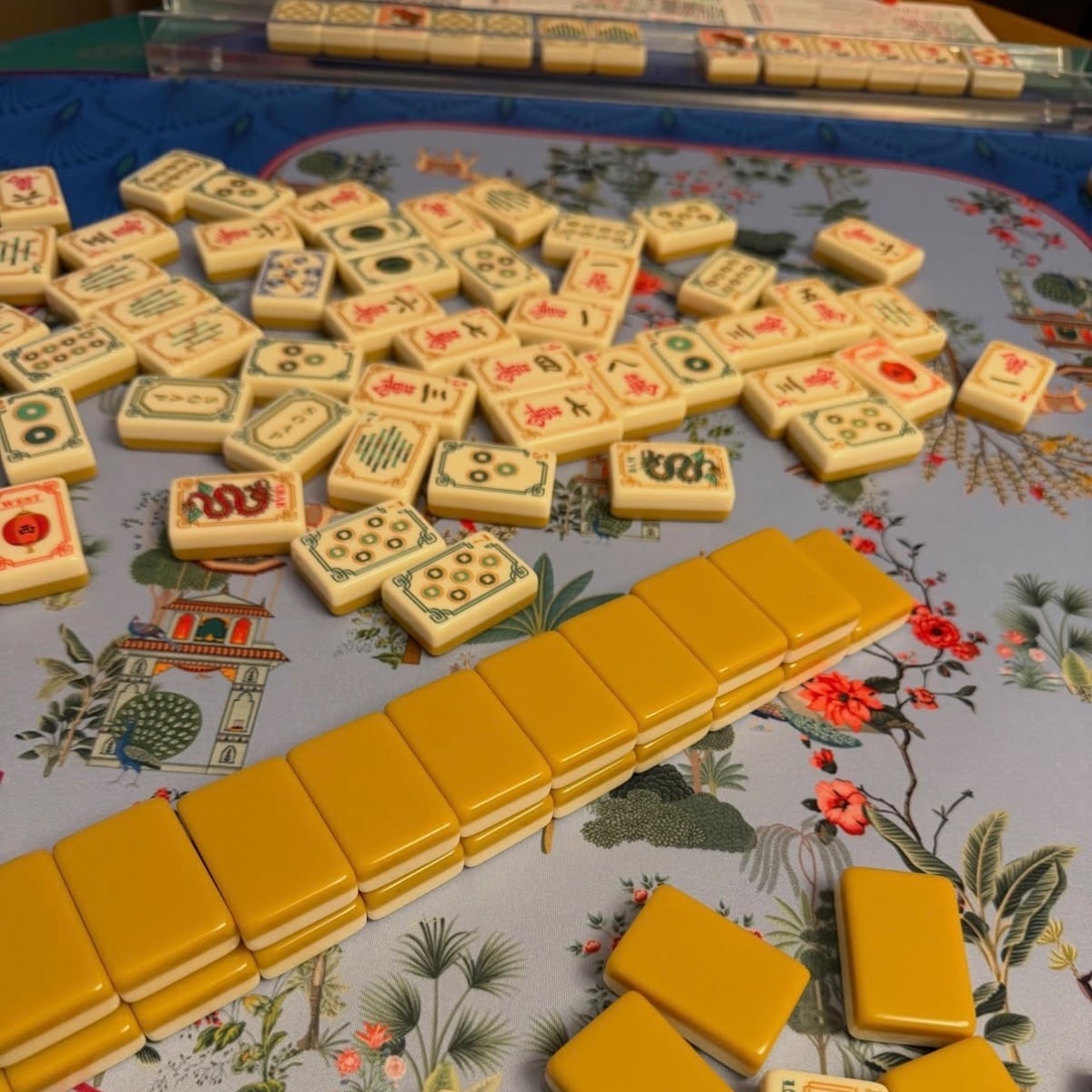 Mahjong pieces styled by a collector