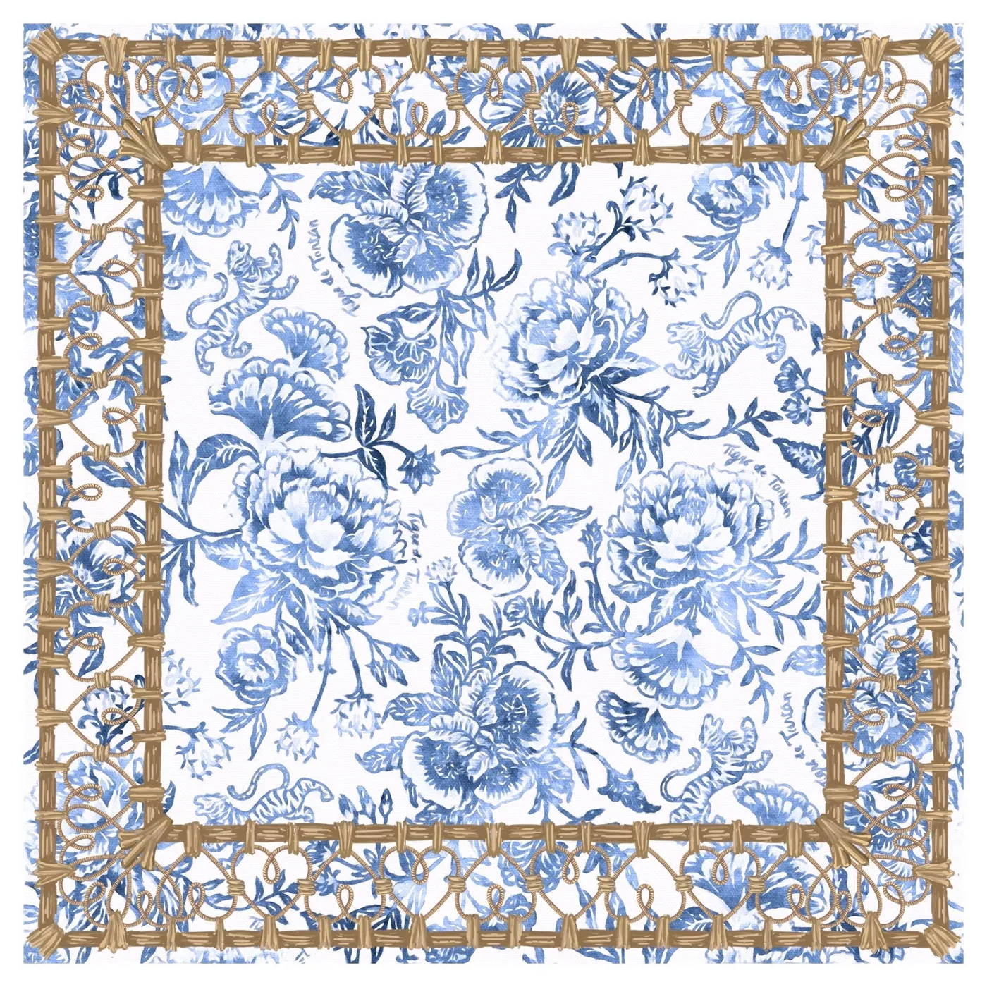 Mahjong Gaming Mat, Chinoiserie Denim