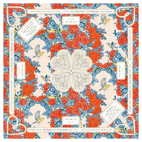 Mahjong Gaming Mat, Pop Art Roses (Rules Edition)