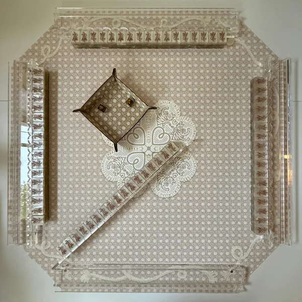 Mahjong Gaming Mat, Cannage Blonde