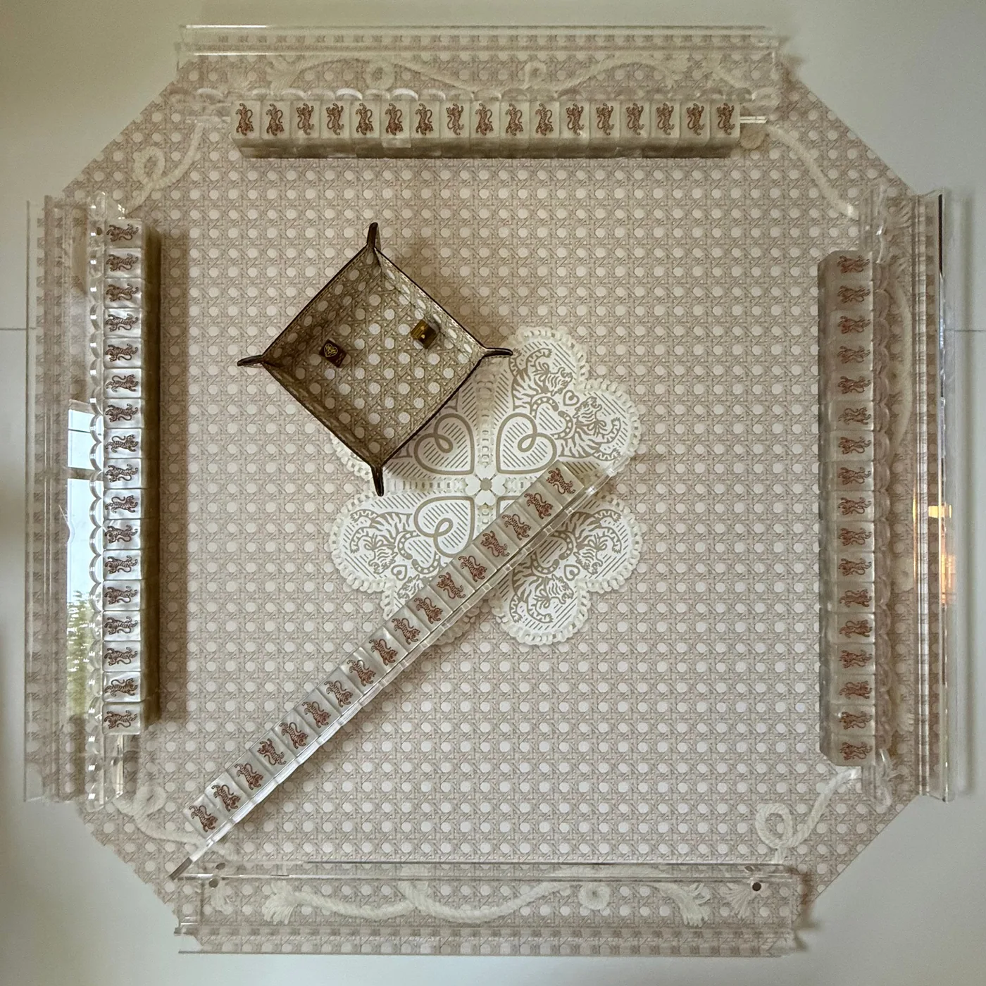 Mahjong Gaming Mat, Cannage Blonde