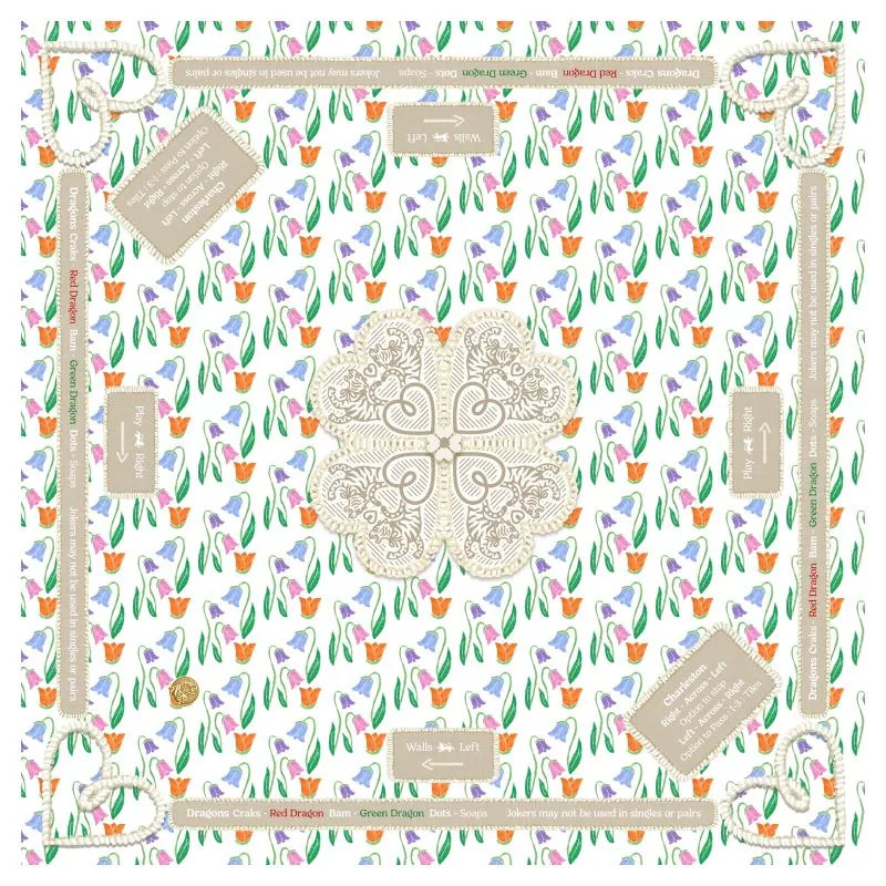 Mahjong Gaming Mat, Two Sparrows Mahjong, Tulips