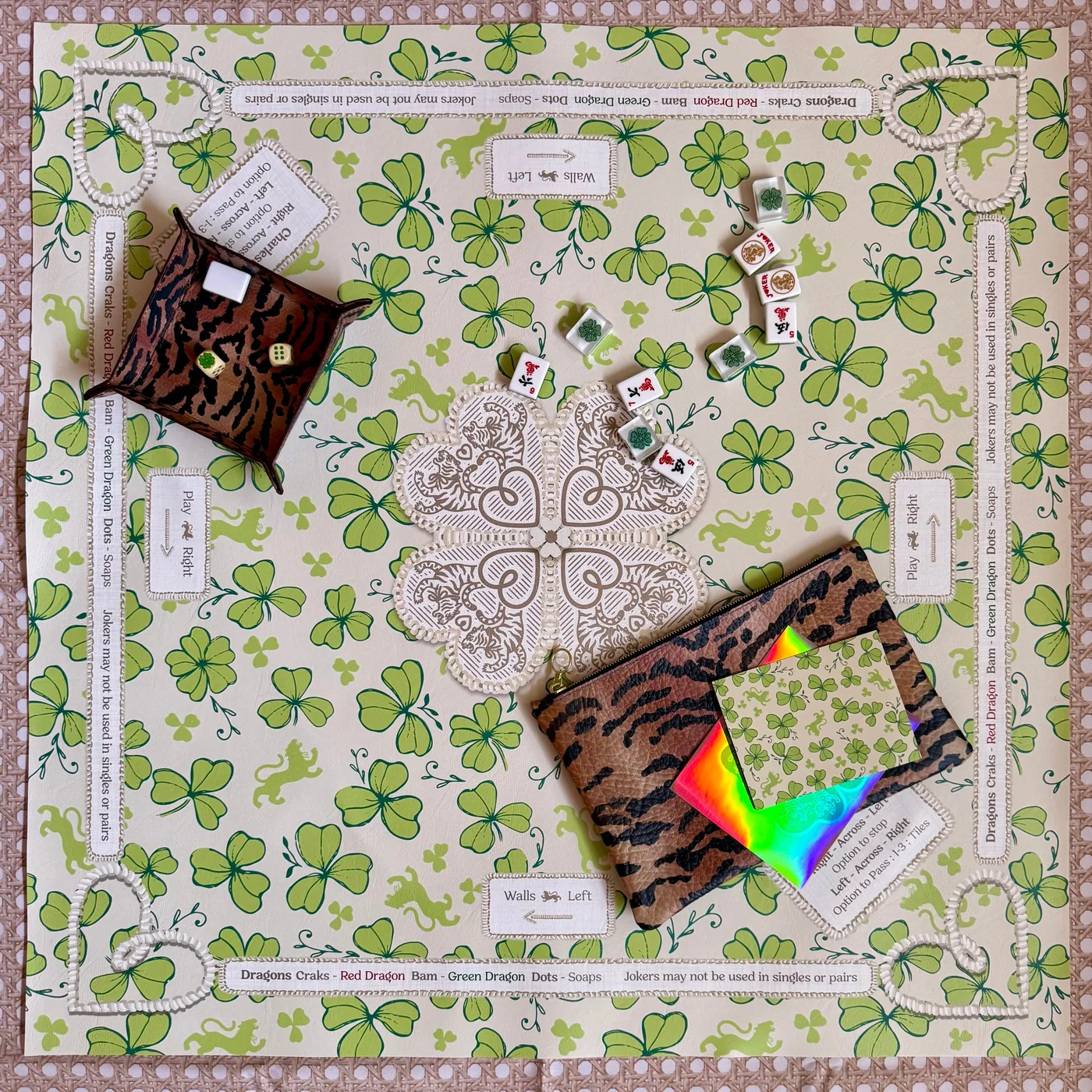Mahjong Gaming Mat, Clovers (Rules Edition)