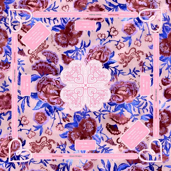 Mahjong Gaming Mat, Chinoiserie Tarte (Rules Edition)