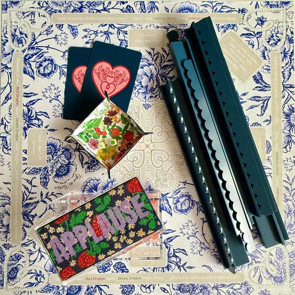Mahjong Gaming Mat, Chinoiserie Bleu (Rules Edition)