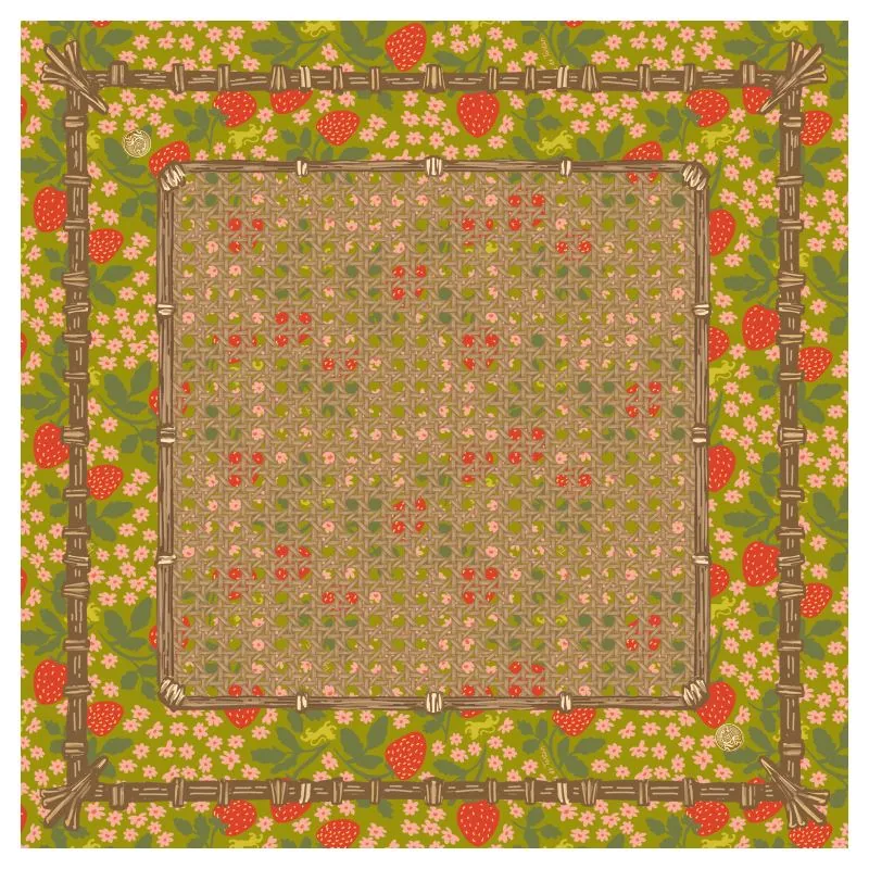 Mahjong Gaming Mat, Strawberry/Vintage Green Apple
