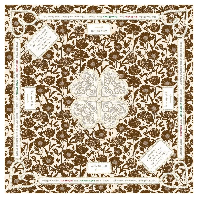 Mahjong Gaming Mat, Coconut Peony (Rules Edition)
