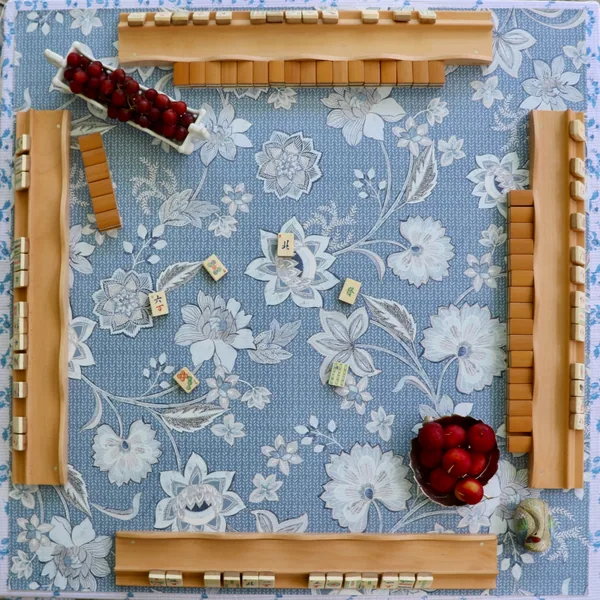 Mahjong Mat in Tulis - Indigo