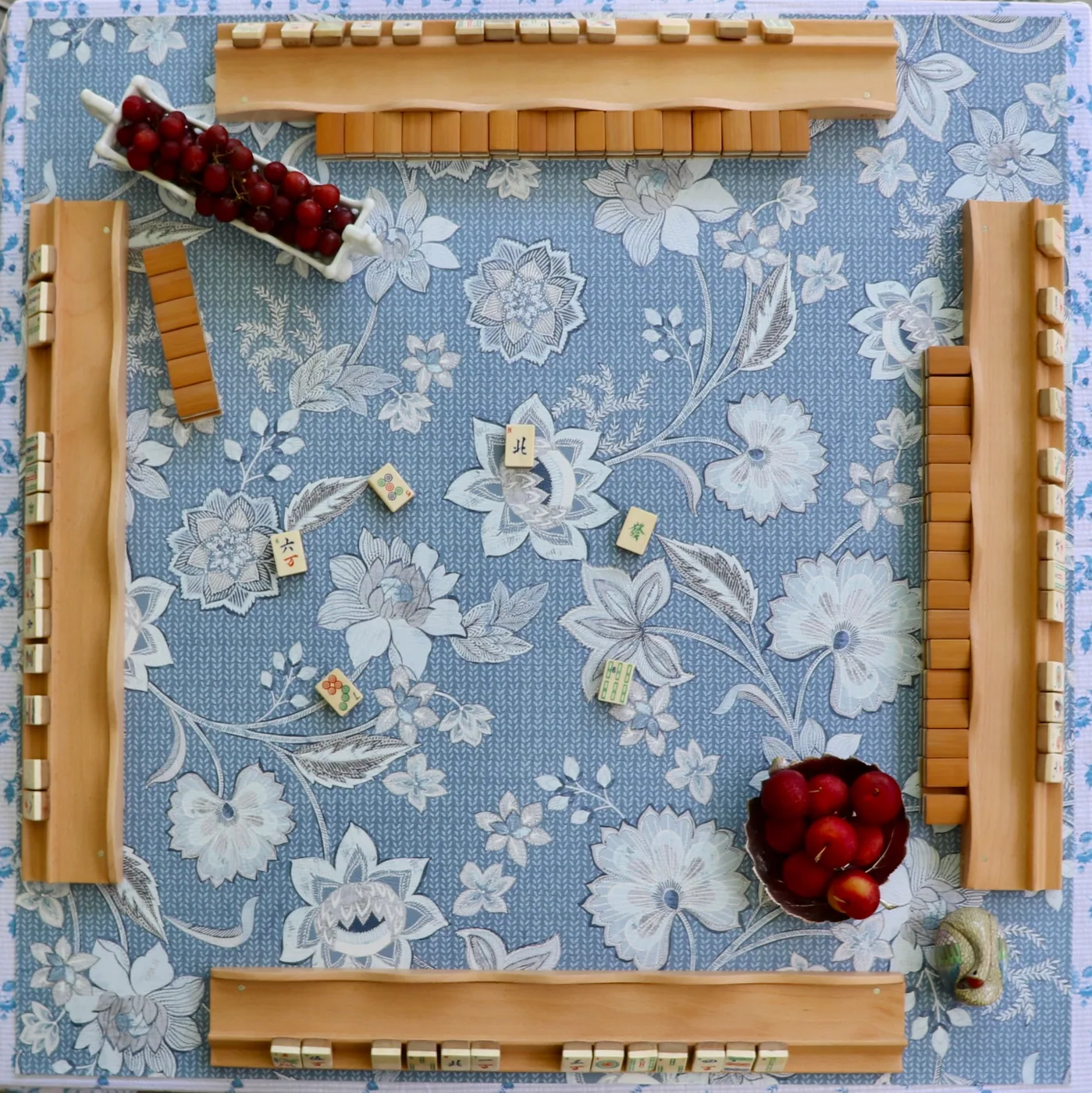 Mahjong Mat in Tulis - Indigo