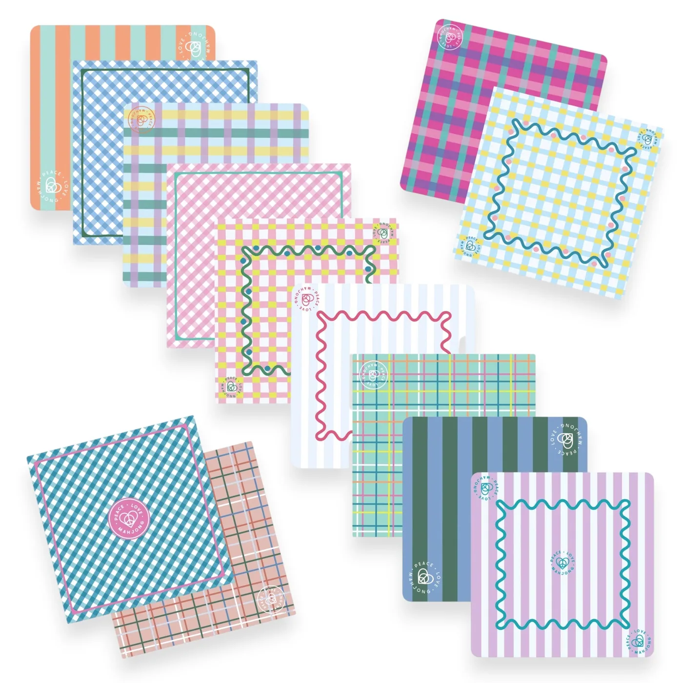 Mahjong Mats - Plaid & Stripes (Gingham - Pink Fling)