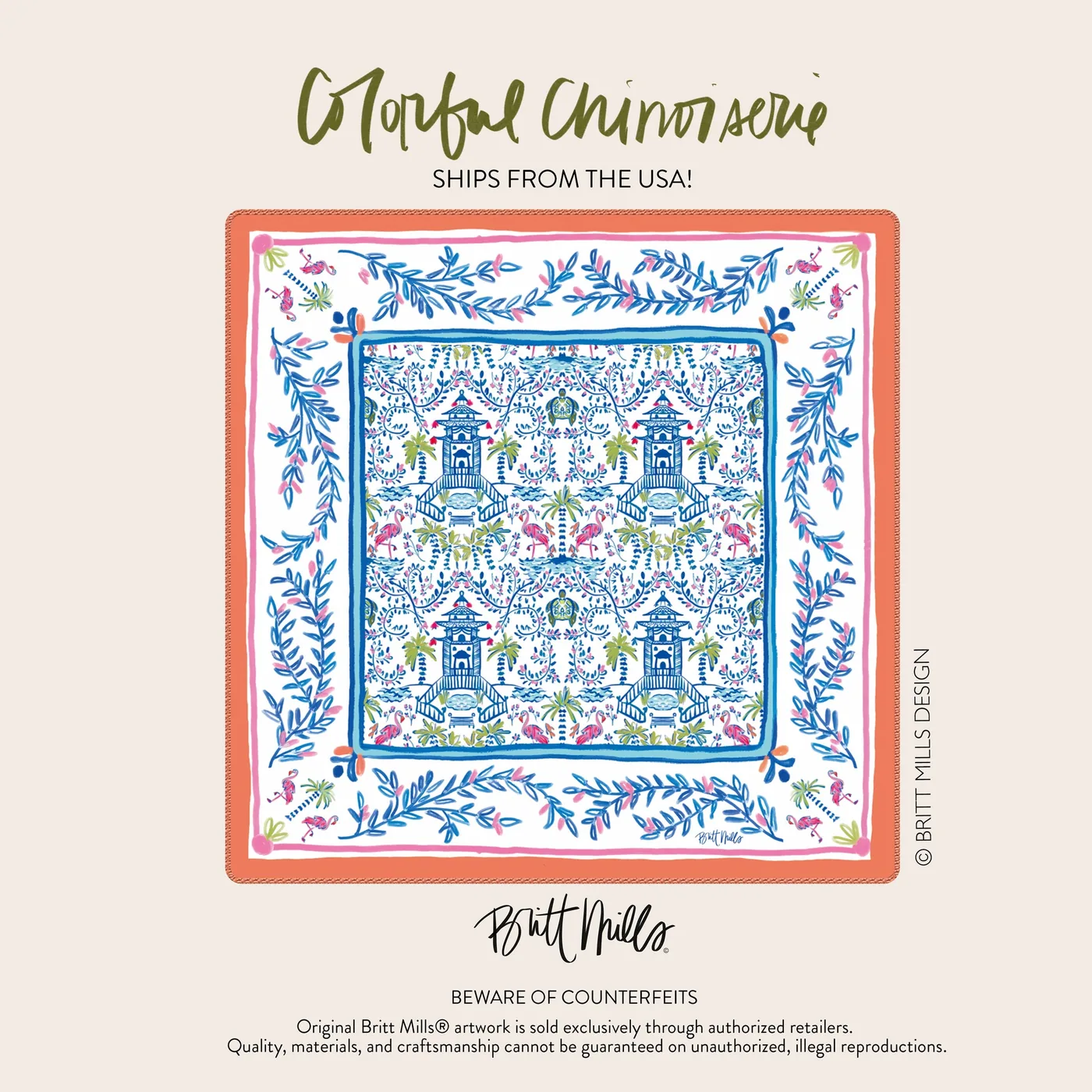 Colorful Chinoiserie Neoprene Mahjong Mat