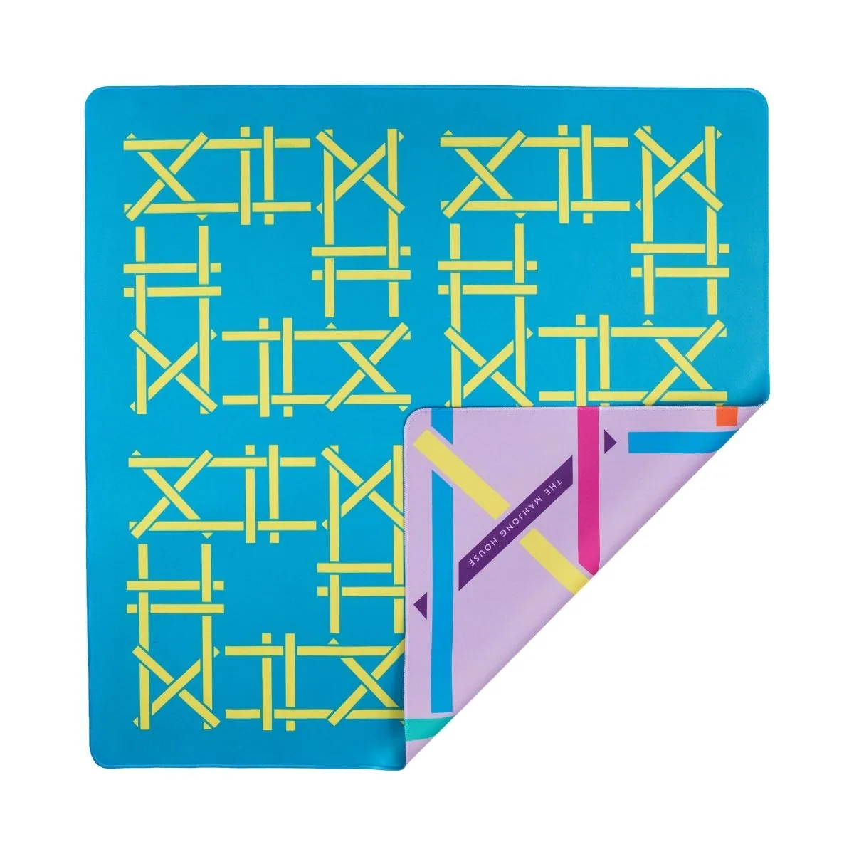 Electric Blue Trellis Double-Sided Travel Mahjong Mat
