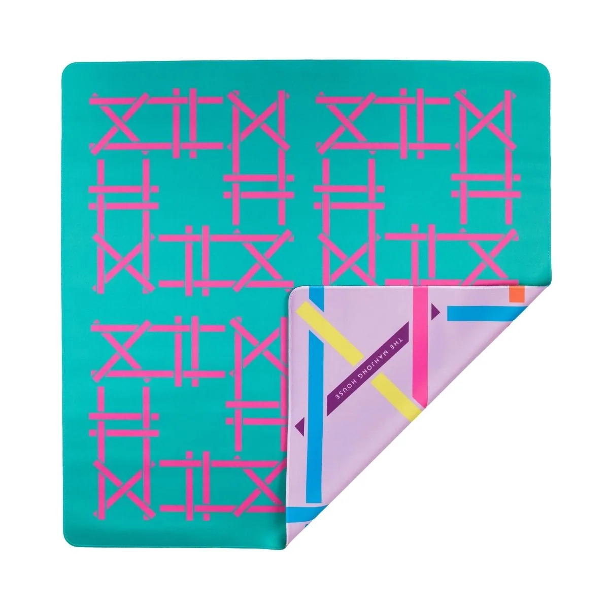 Teal Trellis Double-Sided Travel Mahjong Mat