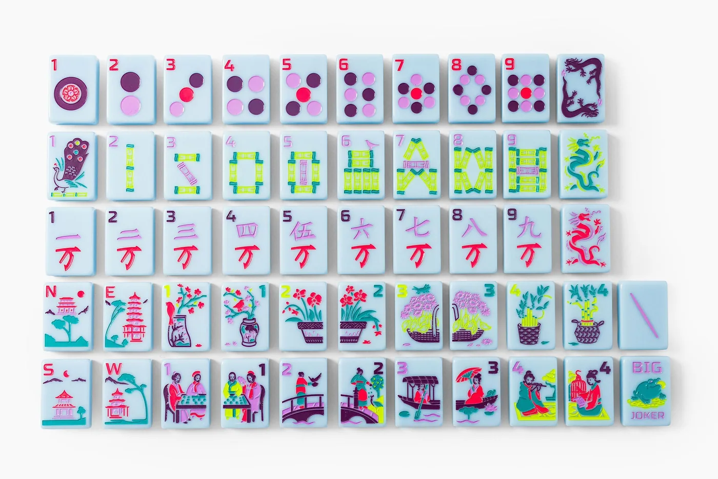 The Classic Line: Cornflower Blue Mahjong Tiles