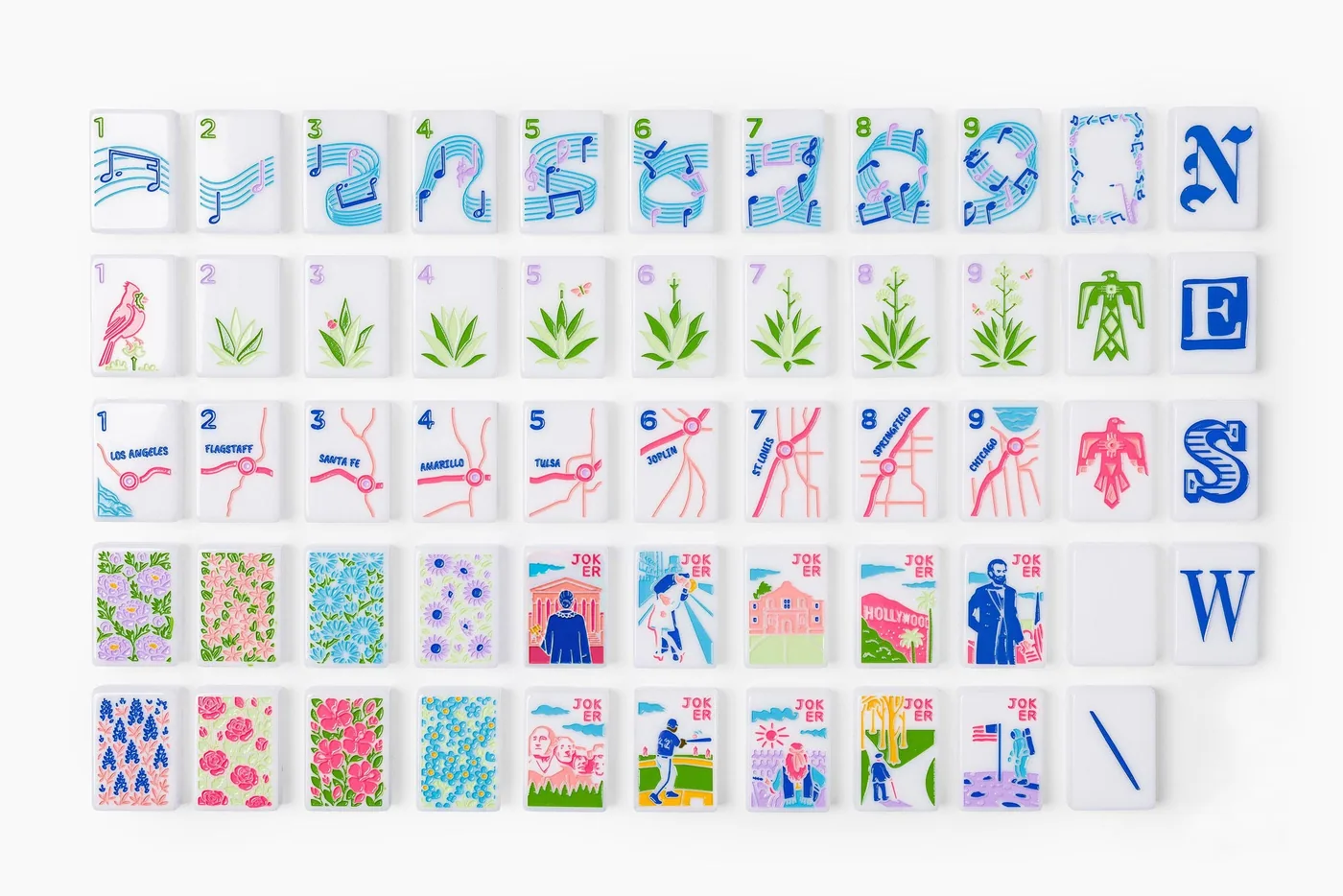 The Americana Line: Crisp White Mahjong Tiles