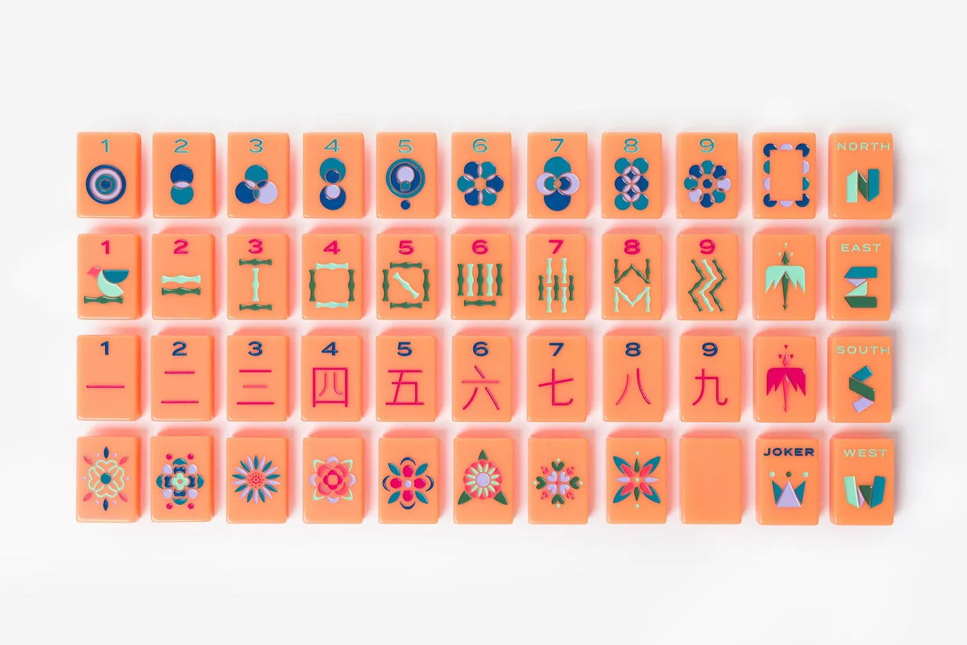 The Minimal Line: Barney Orange Mahjong Tiles
