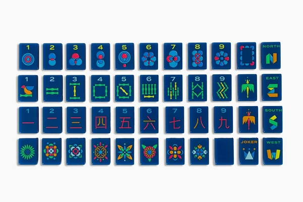The Minimal Line: Admiral Blue Mahjong Tiles