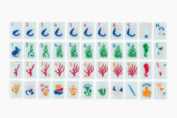 The Ocean Line: Barely Blue Mahjong Tiles