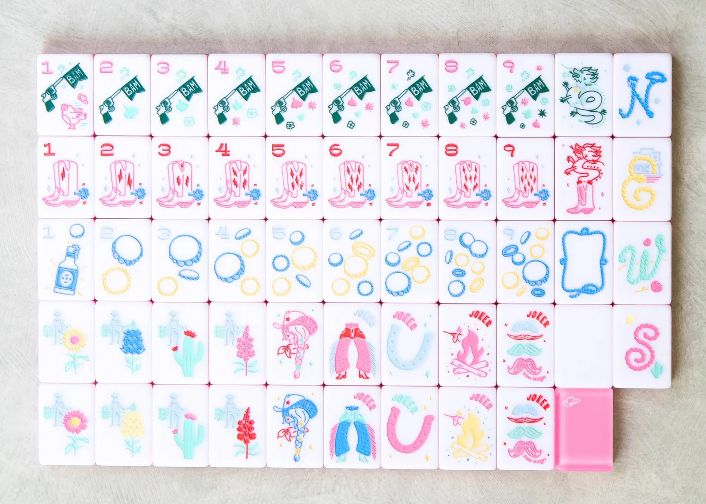 Miss Cowgirl Mahjong Tile Set