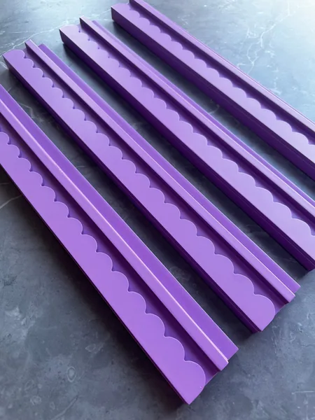 Purple Wooden Racks with Scalloped Pushers