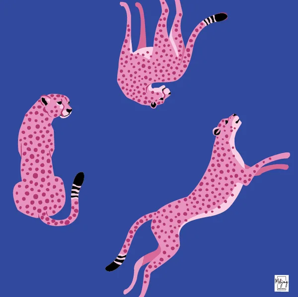 Flirty Leopards Mat - Cobalt Blue