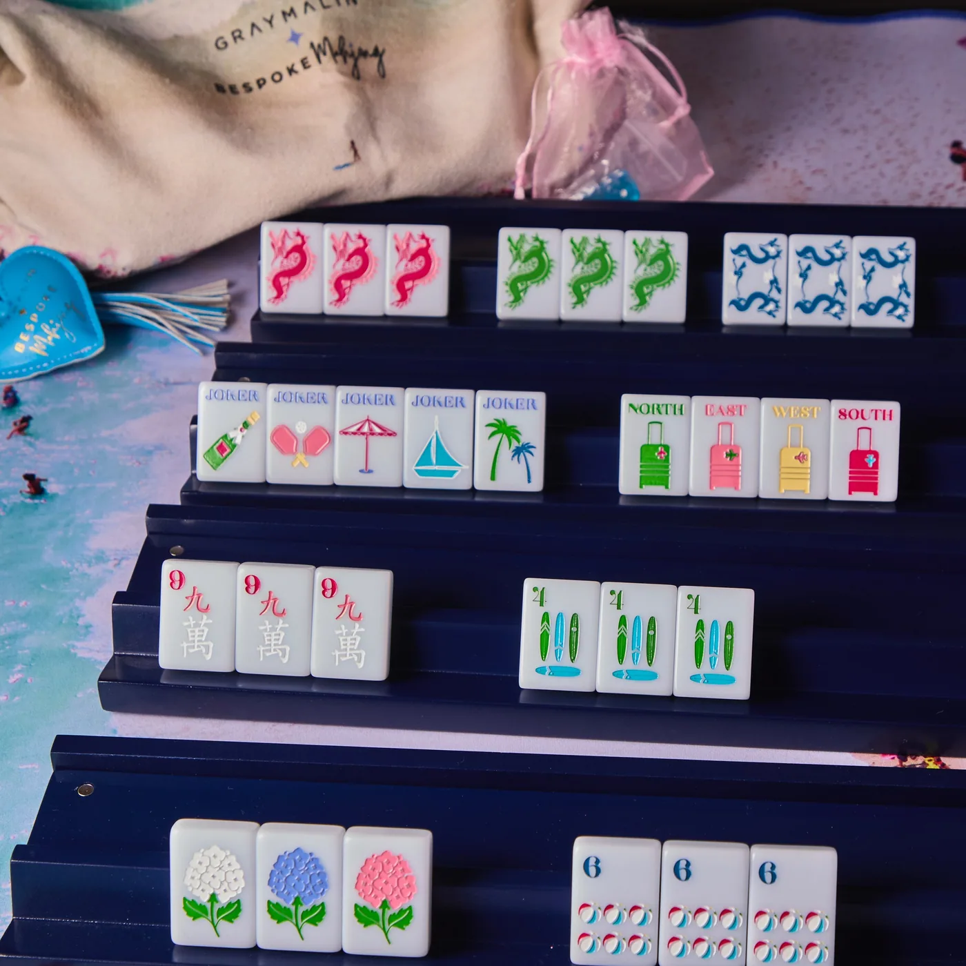 Bespoke X Gray Malin Beach Club Mahjong Tiles - OCEAN BLUE