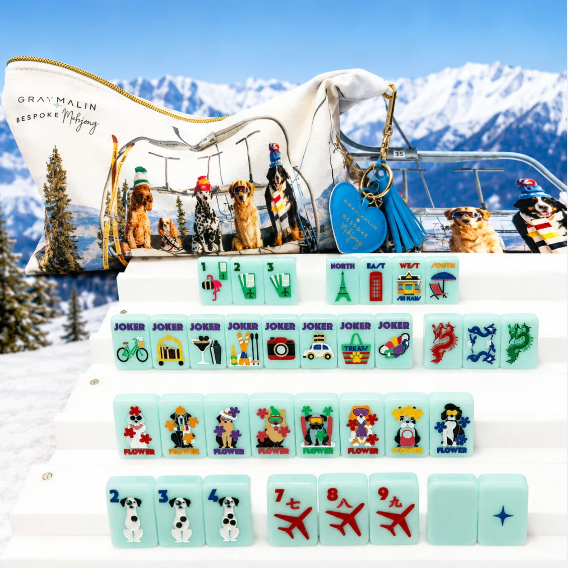 Bespoke x Gray Malin Getaway Dogs Tiles - Icy Blue