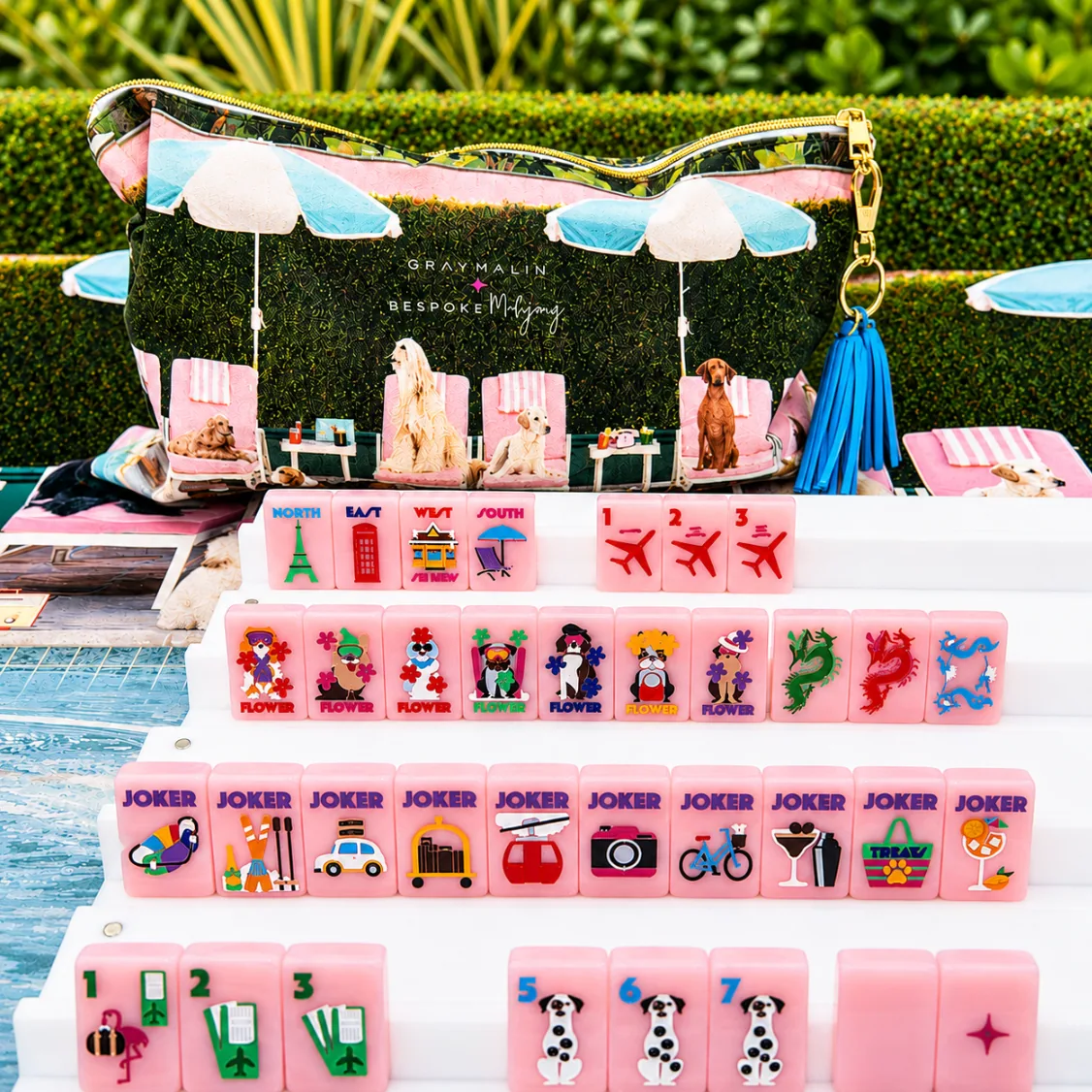 Bespoke x Gray Malin Getaway Dogs Tiles - Beverly Hills Pink