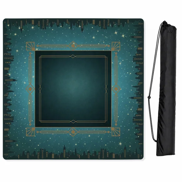 Blue Art Deco Collection Mahjong Mat for Table