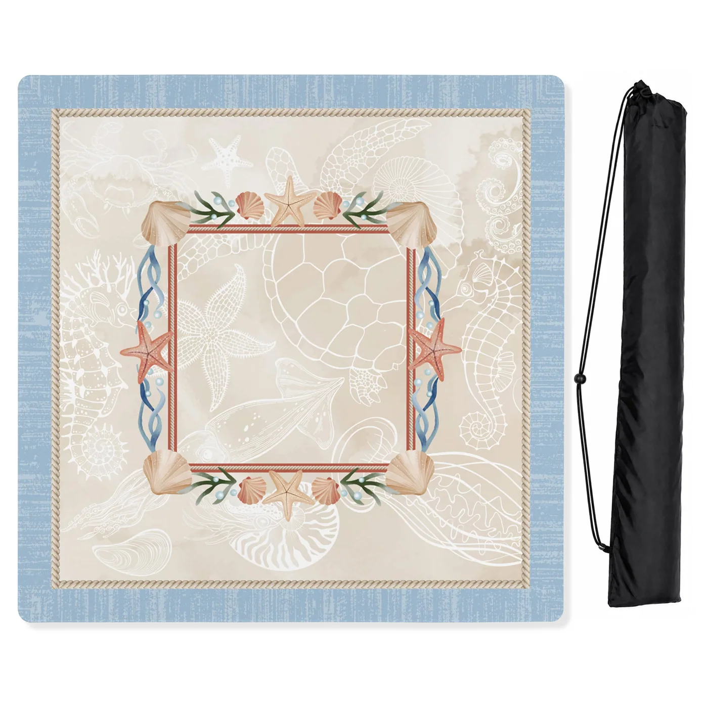 Sky Blue Coastal Paradise Collection Mahjong Mat for Table