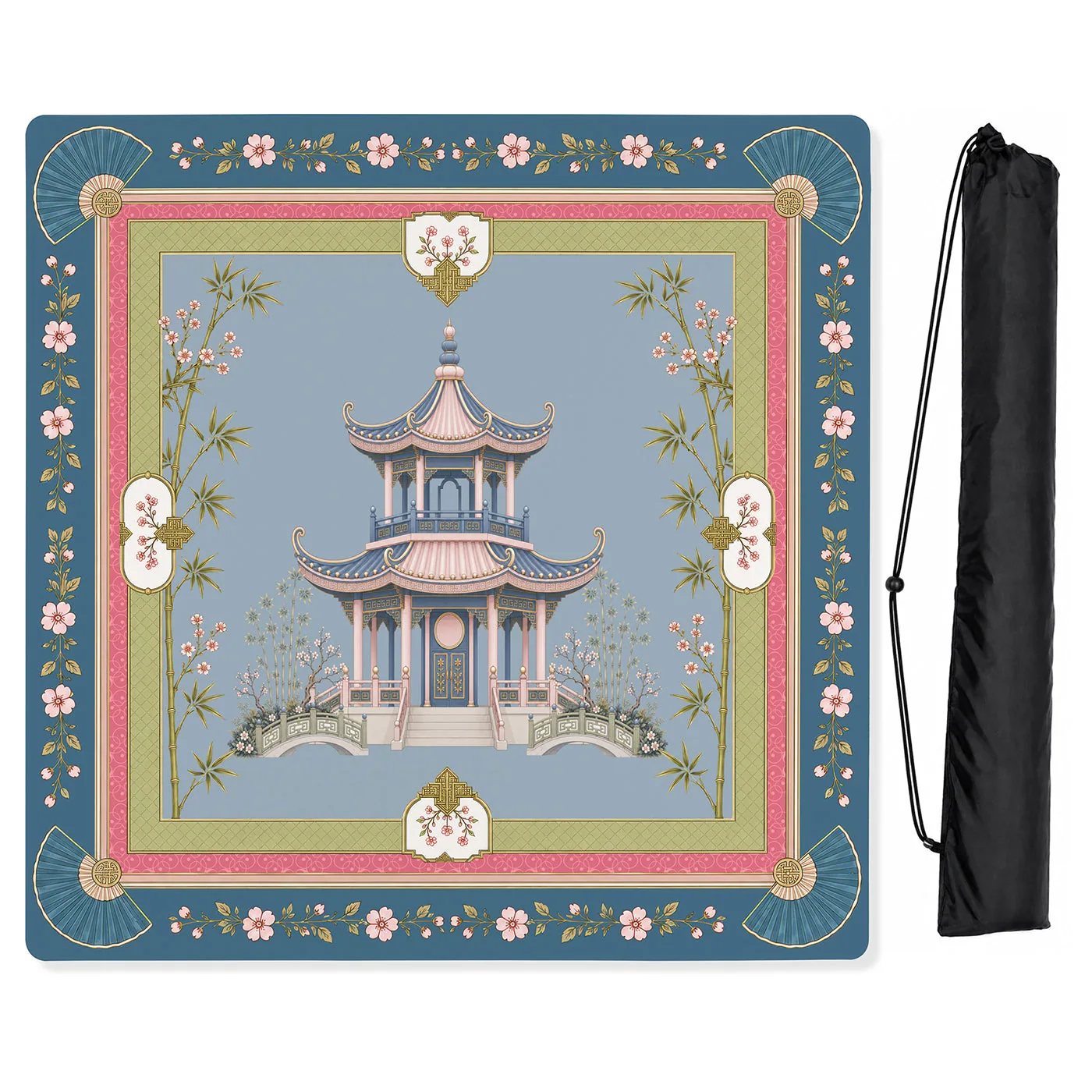 Pink Pagoda Collection Mahjong Mat for Table
