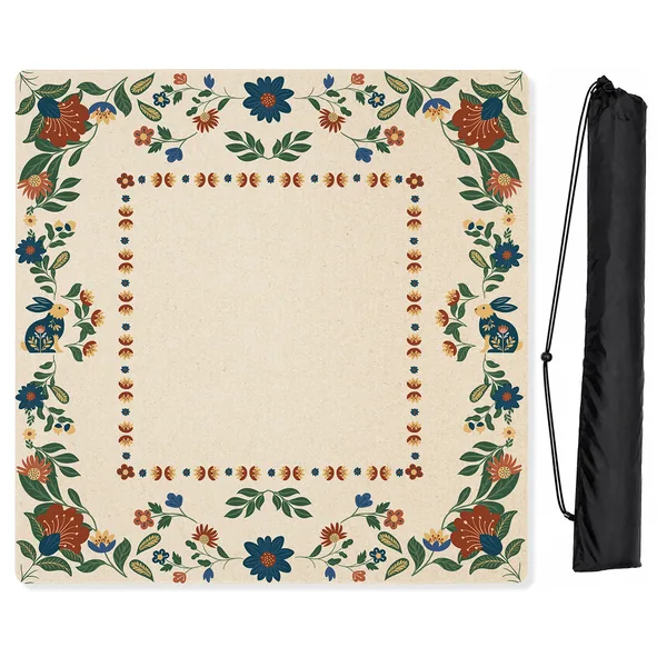 Blue Folk Collection Mahjong Mat for Table