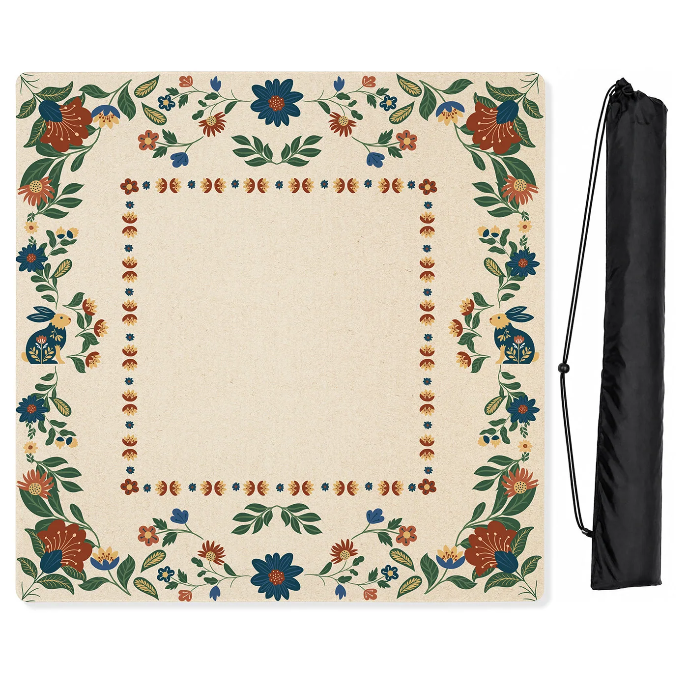 Blue Folk Collection Mahjong Mat for Table