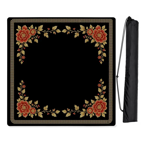 Floral Golden Pearl Collection Mahjong Mat for Table