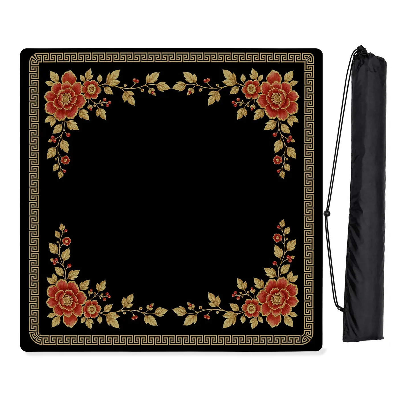 Floral Golden Pearl Collection Mahjong Mat for Table