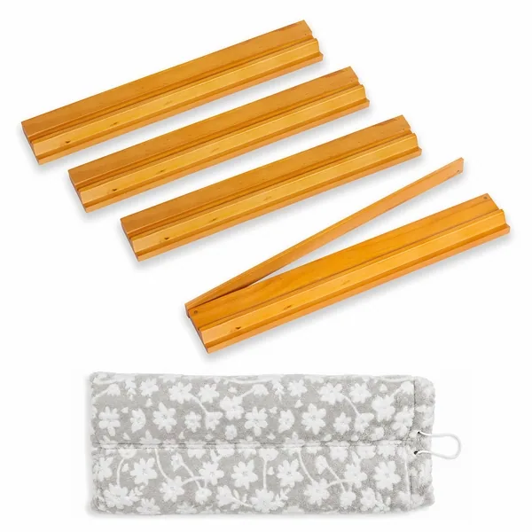 (17in.) Light Brown Wooden Mahjong Racks with Pushers & Travel Bag - Set of 4