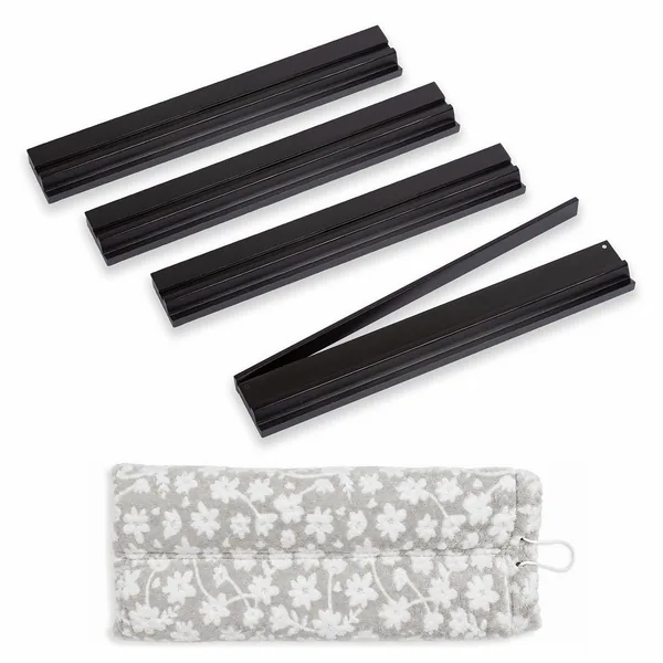 (17in.) Black Wooden Mahjong Racks with Pushers & Travel Bag - Set of 4
