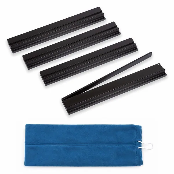 (18in.) Black Wooden Mahjong Racks with Pushers & Travel Bag - Set of 4