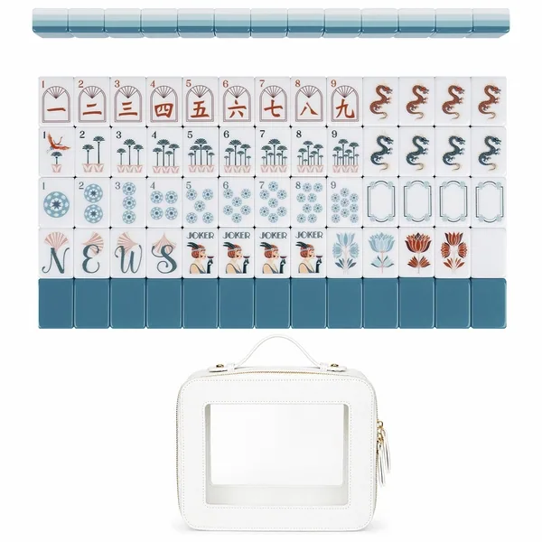 Teal Art Deco Collection American Mahjong Tile Set (160pc) 1.24in. Layered Acrylic