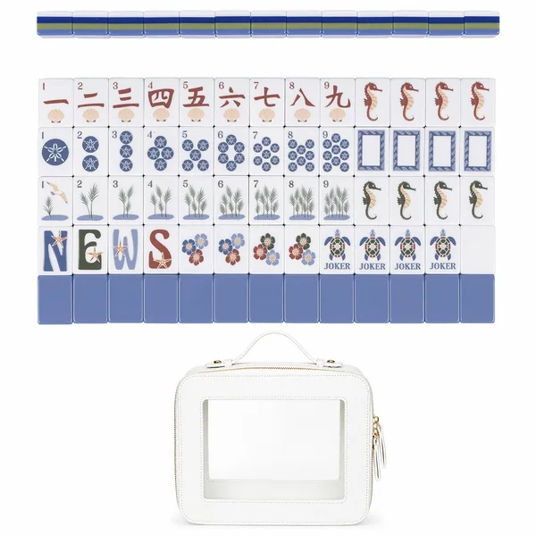 Sky Blue Coastal Paradise Collection American Mahjong Tile Set (160pc) 1.24in. Layered Acrylic