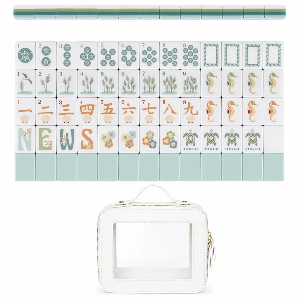 Blue Coastal Paradise Collection American Mahjong Tile Set (160pc) 1.24in. Layered Acrylic