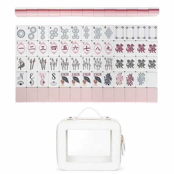 Pink Shabby Chic Collection American Mahjong Tile Set (160pc) 1.24in. Layered Acrylic