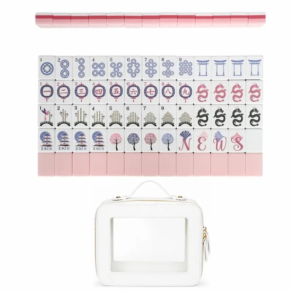 Pink Pagoda Collection American Mahjong Tile Set (160pc) 1.24in. Layered Acrylic