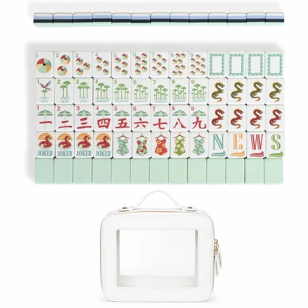 Mint Green Royal Palm Collection American Mahjong Tile Set (160pc) 1.24in. Layered Acrylic