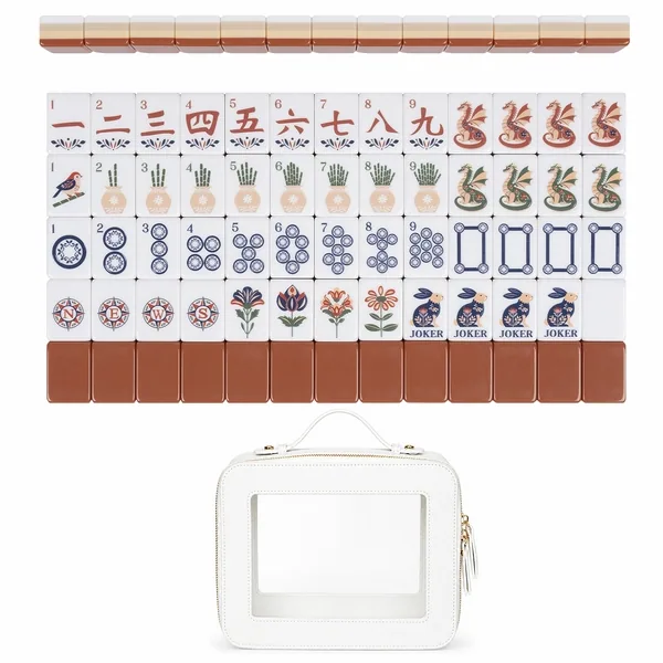 Orange Folk Collection American Mahjong Tile Set (160pc) 1.24in. Layered Acrylic
